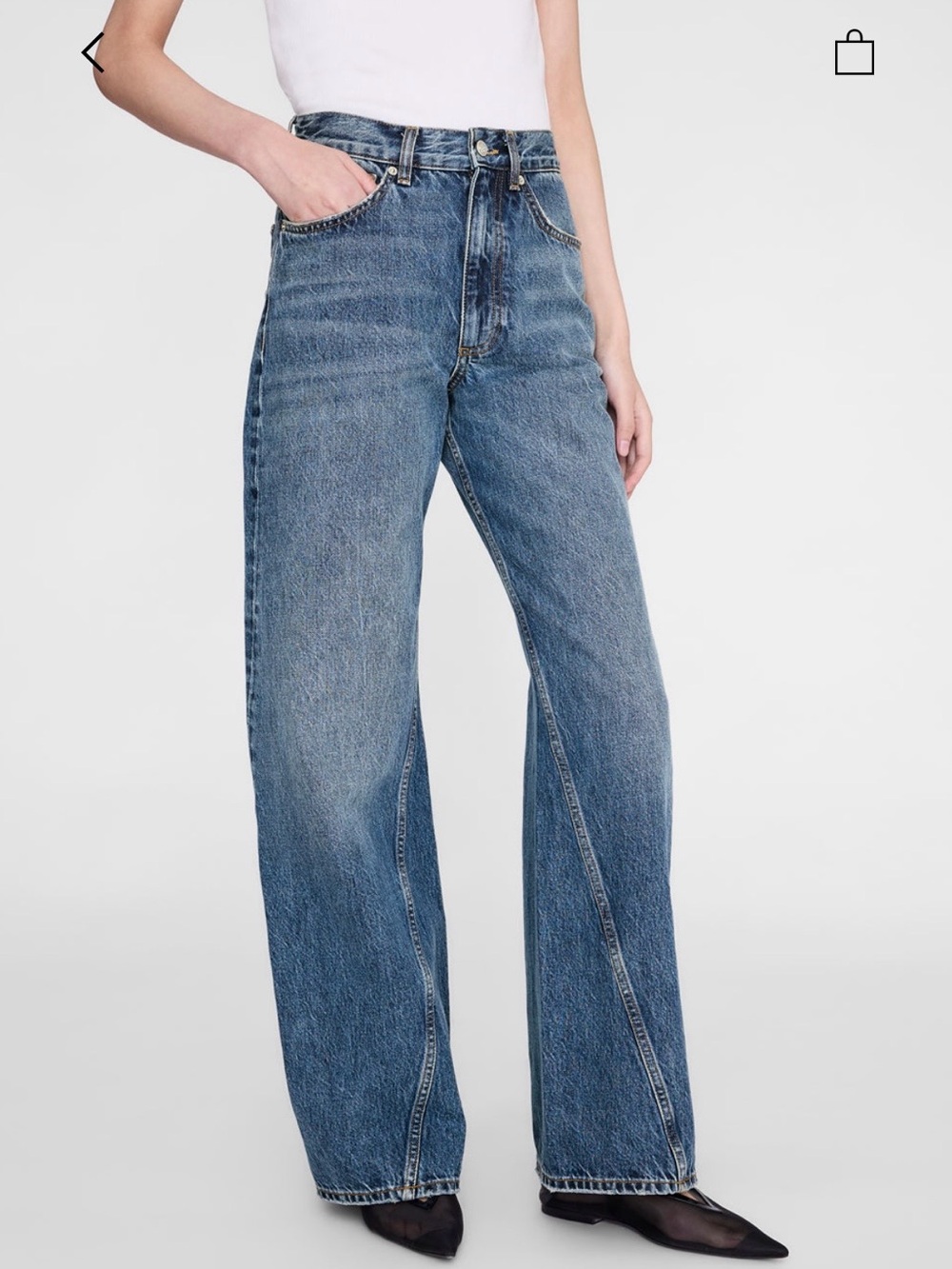 Anine Bing Brie Cabana Blue NWT Classic Wide-Leg Women’s Jeans - 28